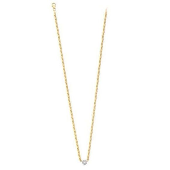 HERCO 14k Gold Curb Chain Necklace with Diamond - Picture 3 of 3